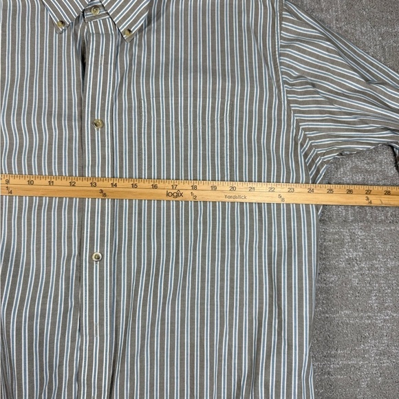 LL Bean 100% Cotton Button Down Striped Short Sleeve Shirt Mens Size XL Tall - Picture 3 of 5